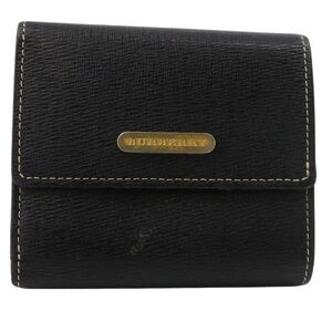 Burberry Black Leather Wallet with Gold Logo